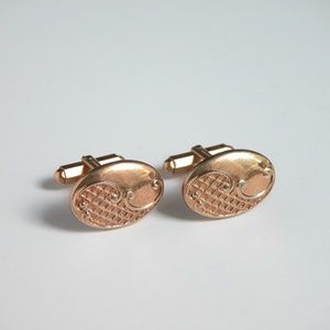 Vtg Gold Tone Cufflinks Modern Oval Cufflinks